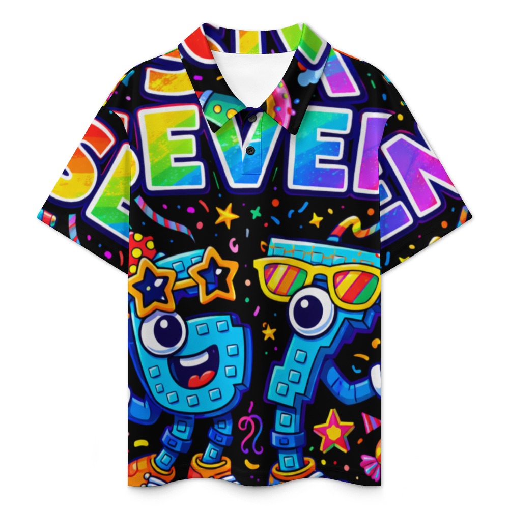 Polo Buttoned Shirt | Viral Meme Six Seven Design | All Ages | Vibrant 6 7 Character