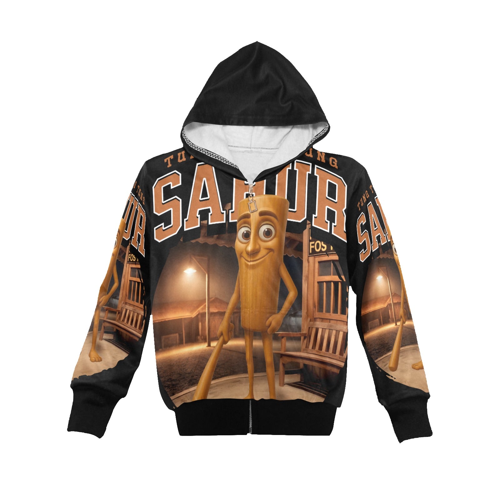 Italian Brainrot Big Boys’ Zip-Up Hoodie | Trendy Street Core Zip Hoodie for Kids | Youth Graphic Hoodie | Tung Tung Tung Sahur