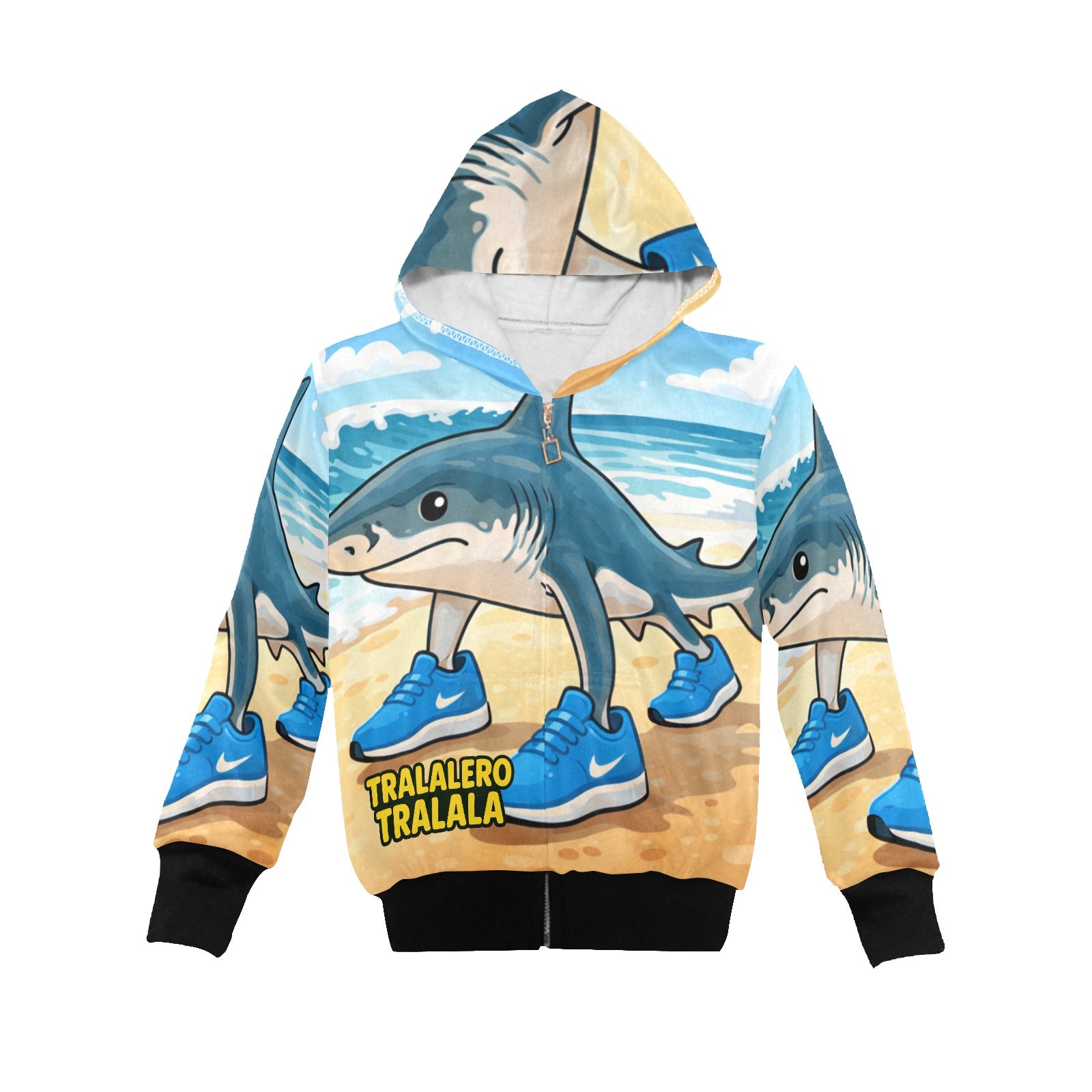 Little Boys Zip-Up Hoodie (Ages 2–7) | Cartoon Italian Brainrot, Tralalero Tralala